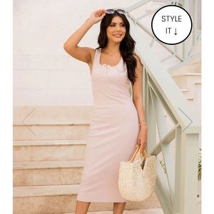 Wonderstruck Love Pink MIDI Ribbed tank dress Pink Lily